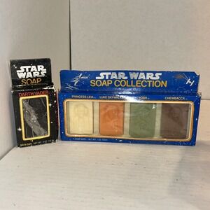 Vintage Star‎ Wars Soap Collection Darth Vader Princess Leia Luke Chewbacca E2